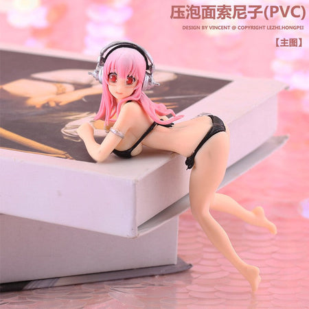 10CM Anime Figure Super Sonico PVC Action Figurine Model Toy Cake Decor Swimsuit Dress Up SoniComi Noodle Stopper Figure Gift