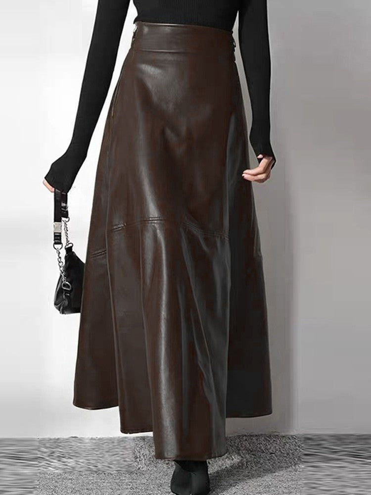 ZANZEA Women's PU Leather Maxi Skirt 2023 Spring Elegant OL Long Saias Fashion Solid Mujer Faldas Casual High Waist Zipper Jupe
