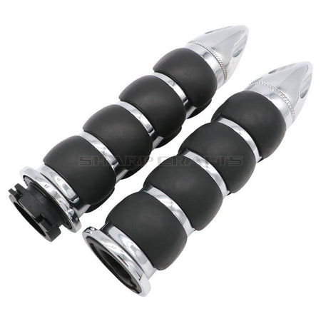 1" 25mm & 7/8'' 22mm Billet Rubber Flame Spike Hand Grips For Harley Honda Kawasaki Suzuki Yamaha  Bikes Cruiser Chopper Custom