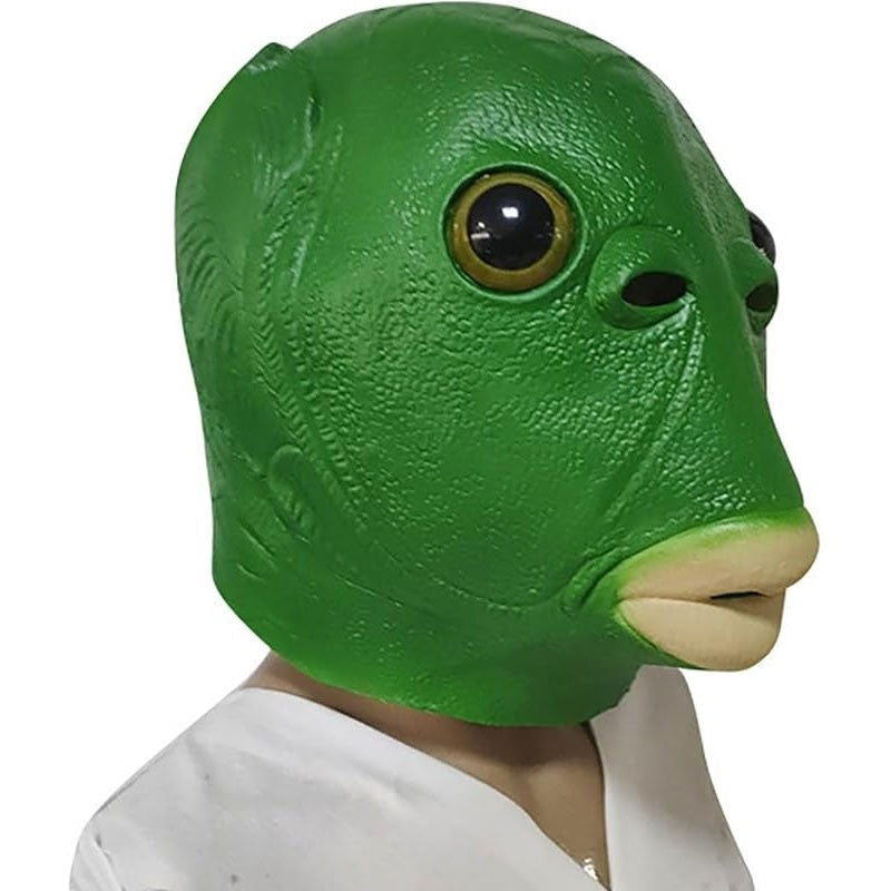 Cospaly Green Fish headed Monster Mask Murloc Hair Mask Fish Headgear Cute and Funny Mask for Halloween Carnival Costume Party