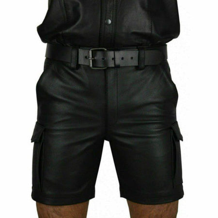 New Arrival Casual Men's ort Leather Pants Pure Color PU Leisure Straight Leg Long Trousers Wi Bestseller