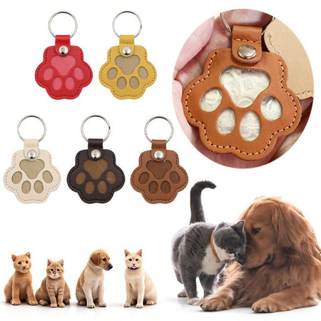 Pet Hair Memorial Keychain PU Leather Keepsake Locket for Cat Dog Fur Pet Hair Storage Pendant Handbag Hanging Accessories