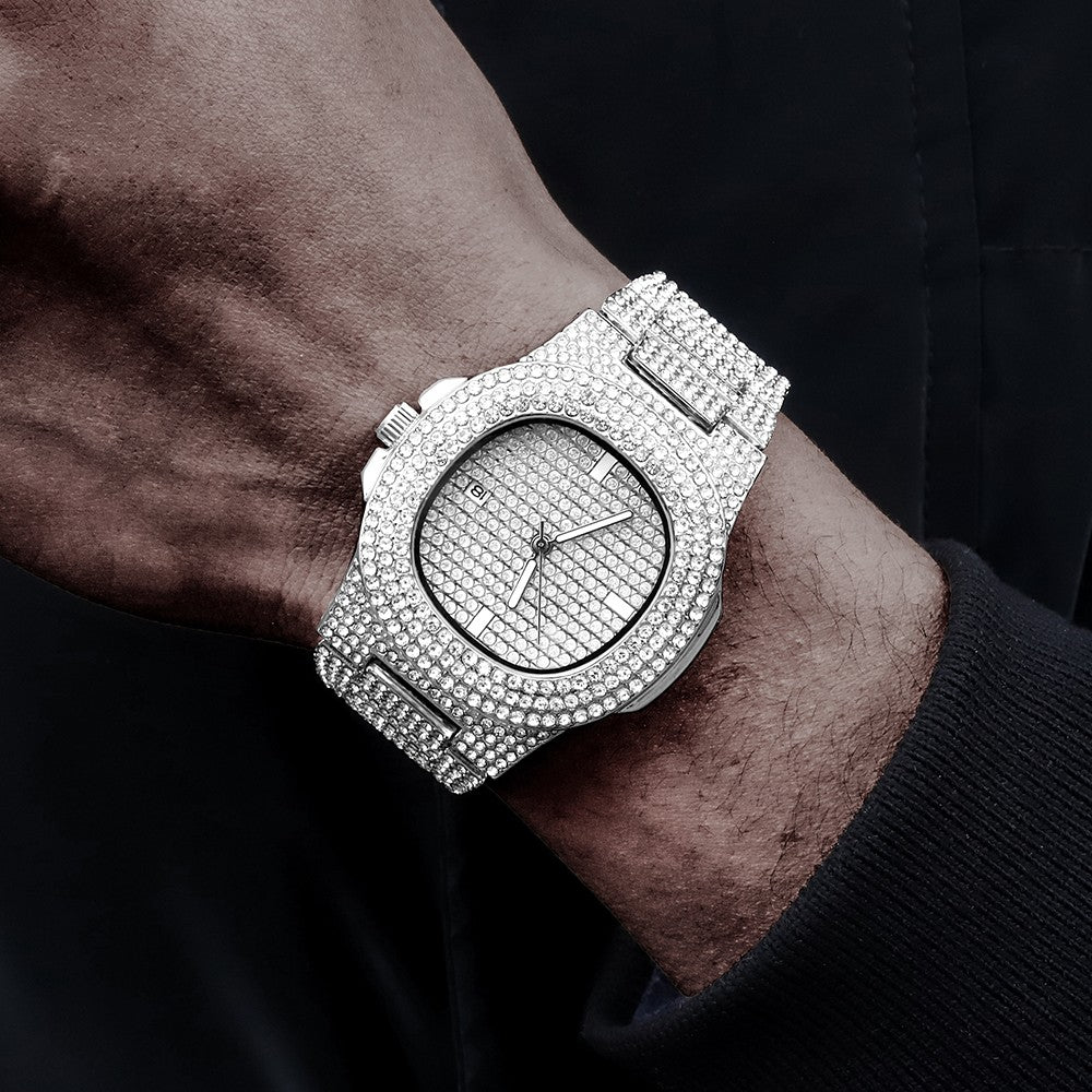 Luxury Diamond-Encrusted Hip Hop Watch Exquisite Fashion Design for Men And Women Casual Party Business Gift