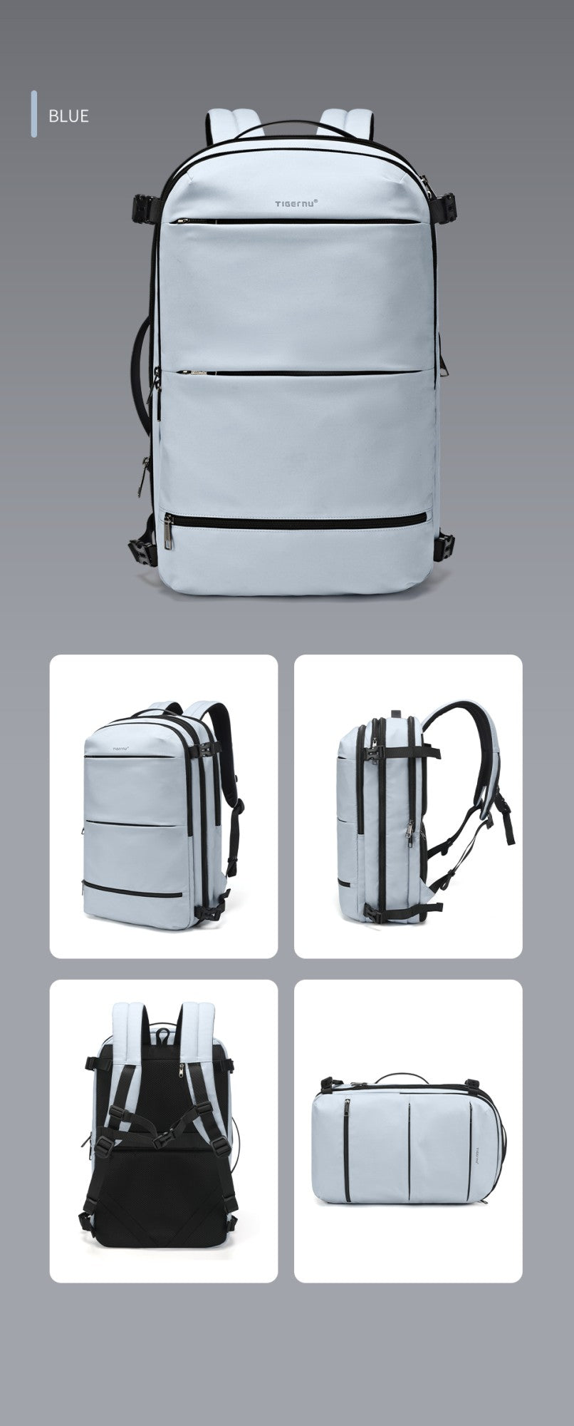 Tigernu Vacuum Backpacks Men Expandable Bags 17inch Laptop Backpack Bags Male Travel Backpacks Large Capacity Backpack Women Bag