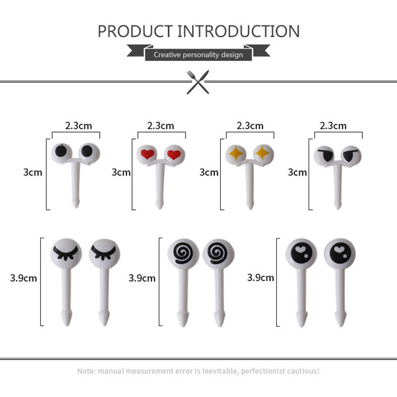 10/30/50Pcs Mini Skewers Cute Cartoon Eyes Kawai Lunch Bento Box Food Fruit Picks Fork Sticks Buffet Sandwich Toppers Decor fork