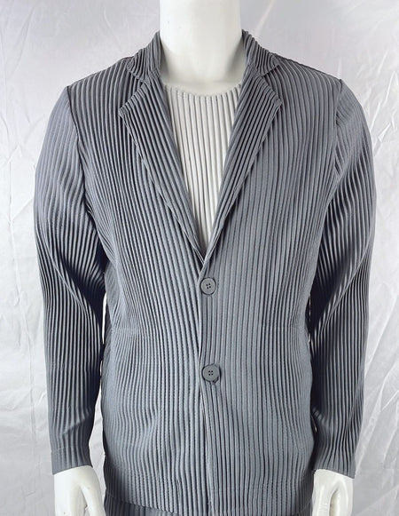 Miyake New 2025 Spring Suit Long Sleeve Pleated Pleated Men's Jacket Lapel Pleated Solid Color Fashion Loose Plisse Casual Top