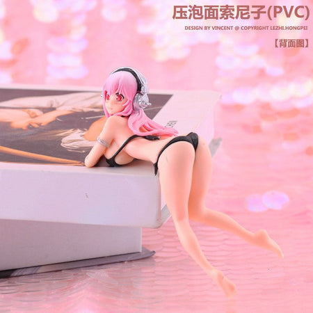 10CM Anime Figure Super Sonico PVC Action Figurine Model Toy Cake Decor Swimsuit Dress Up SoniComi Noodle Stopper Figure Gift