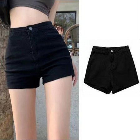 High Waist Denim Shorts Women's Elastic Slimming Sexy A- Line Hot Pants Tight Butt Lifting Body Shaping Trendy Shorts