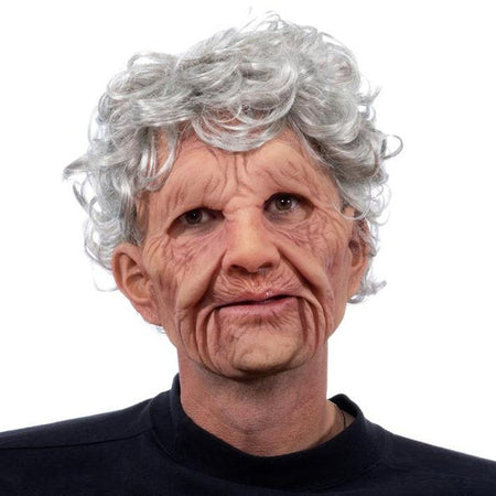 Old Man Mask Full Head Realistic Grandpa Face Wig Scary Elderly Costume For Halloween Party Centerpiece Home Display For Adults