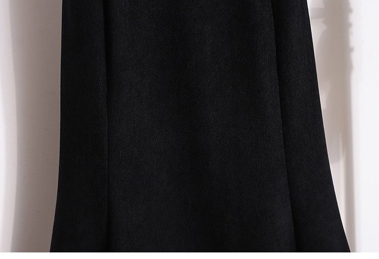 Plus Size Skirt Women 2024 Winter High Waist Elastic Velvet A Line Mermaid Skirt Korean Style Elegant Brown Or Black Long Skirts