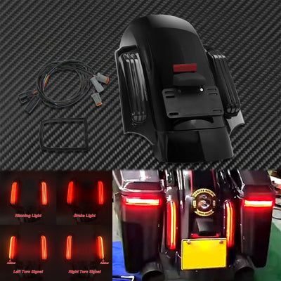 Motorcycle Rear Fender System Extension LED Fascia Set For Harley Touring 2009-2024 CVO Road Street Glide FLHR Ultra Limited