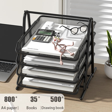 Mesh Letter Tray,Office Desk Paper Organizer with Sliding Trays for Desk Accessories, Office Supplies and File Storage, Black