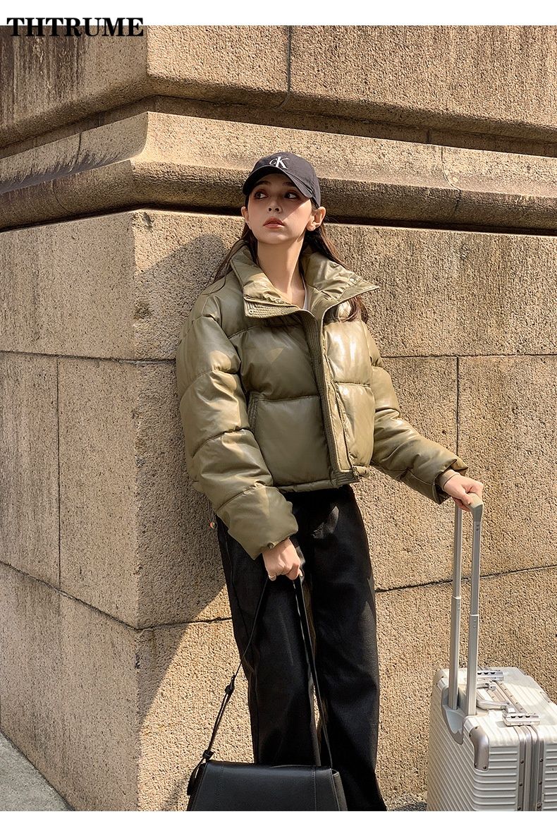 Autumn Winter Warm PU Jackets Fashion Women Long Sleeve Korean Thick Loose Coats Casual Office Lady Commute Lapel New Outerwear
