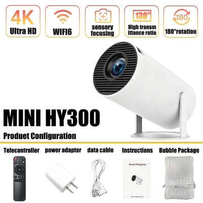 New Projector 4K Android 11 HY300 Wifi6 290ANSI Allwinner H713 BT5.0 1080P 1280*720P Cinema Outdoor Portable Projetors ?