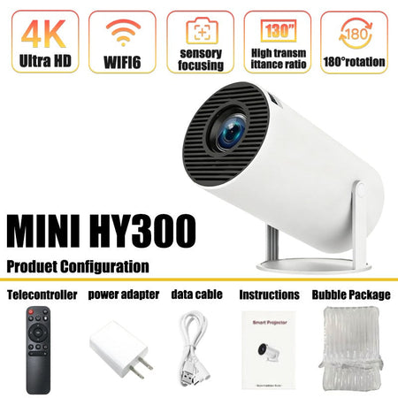 New Projector 4K Android 11 HY300 Wifi6 290ANSI Allwinner H713 BT5.0 1080P 1280*720P Cinema Outdoor Portable Projetors ?