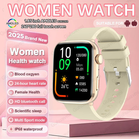 2025New NFC Smat Watch Women 1.85-inch Blood Pressure Heart Rate Bluetooth Call Female Health Smarwatches Ladies For Android IOS