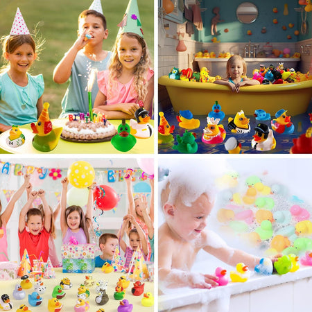 1-100pcs Rubber Ducks in Bulk,Assortment Duckies for Jeep Ducking Floater Duck Bath Toys Party Favors