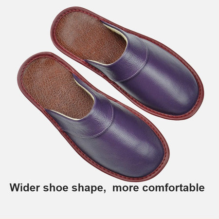 Big sizeGenuine Cow Leather Slippers Homes in indoor slipper Spring Autumn men women elderly non-slip casual single Slides shoes