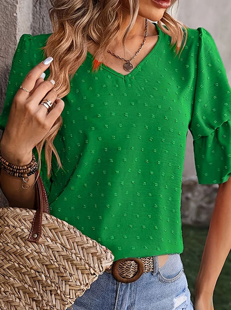 Green Women's plus size shirt summer chic elegant shirt casual women's fashionable shirt Green