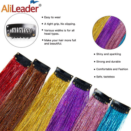 New Hair Tinsel Clip In Extensions Shiny Sparkle Hair Tinsel Glitter Fairy Hair Tinsel Kit Clip In Sparkle Hair Extension 19.5In