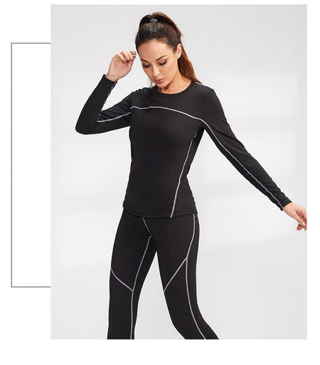 Women's Autumn Winter keep Warm long-sleeved Fitness Running Sports Training Top Slim Quick Dry Stretch Gym Top female Yoga tops