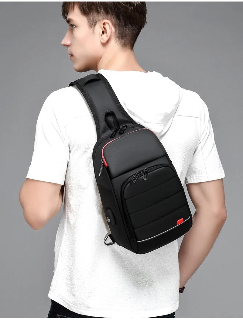 Men's Chest Bag Sling Bags for Men Waterproof Messenger Handbags Crossbody Shoulder Bag with USB Charging Husband Gift Bolsas