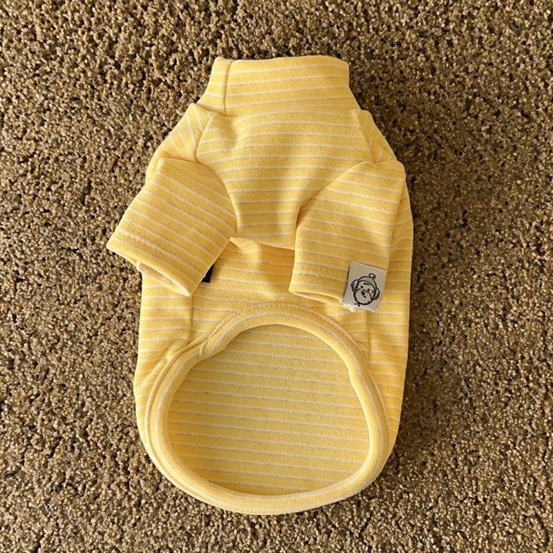 Pet Bottoming Shirt Teddy Beige Striped Vest Bichon Frise Winter Warmth Clothes Maltese Soft two-legged Clothing XS-XL