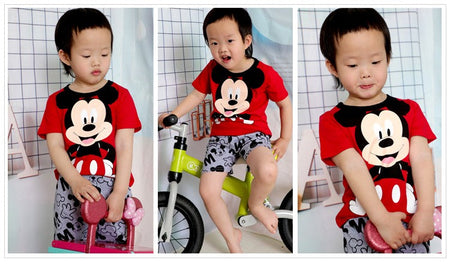 Hot Summer Pyjamas Suit Pink Minnie kids Sleepwear Boys Pijamas Cotton Nightwear Clothes Pajamas Sets