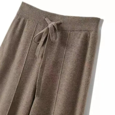 High Waist Knitted Woolen Wide Leg Pants Autumn Winter New Style Drapey Floor-Length Casual Trousers Skin-friendly Warm