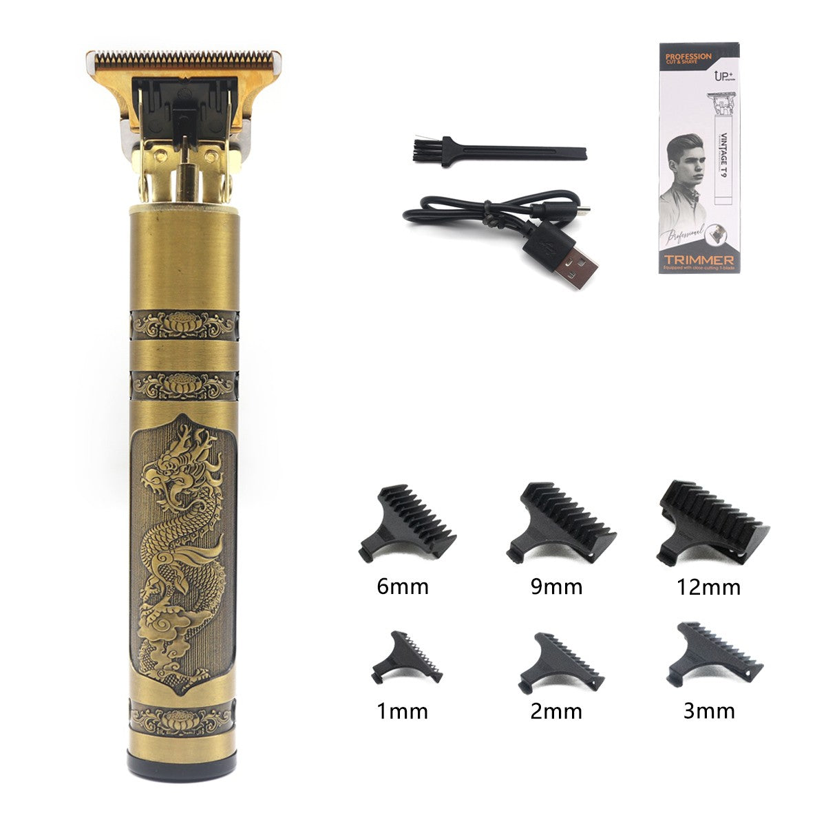 T9 Professional Hair Trimmer Machine Metal Body Stainless Steel Blade Hair Clipper Beard Trimmer for Men Finishing Machine