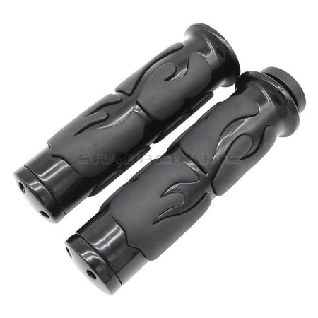 1" 25mm & 7/8'' 22mm Billet Rubber Flame Spike Hand Grips For Harley Honda Kawasaki Suzuki Yamaha  Bikes Cruiser Chopper Custom