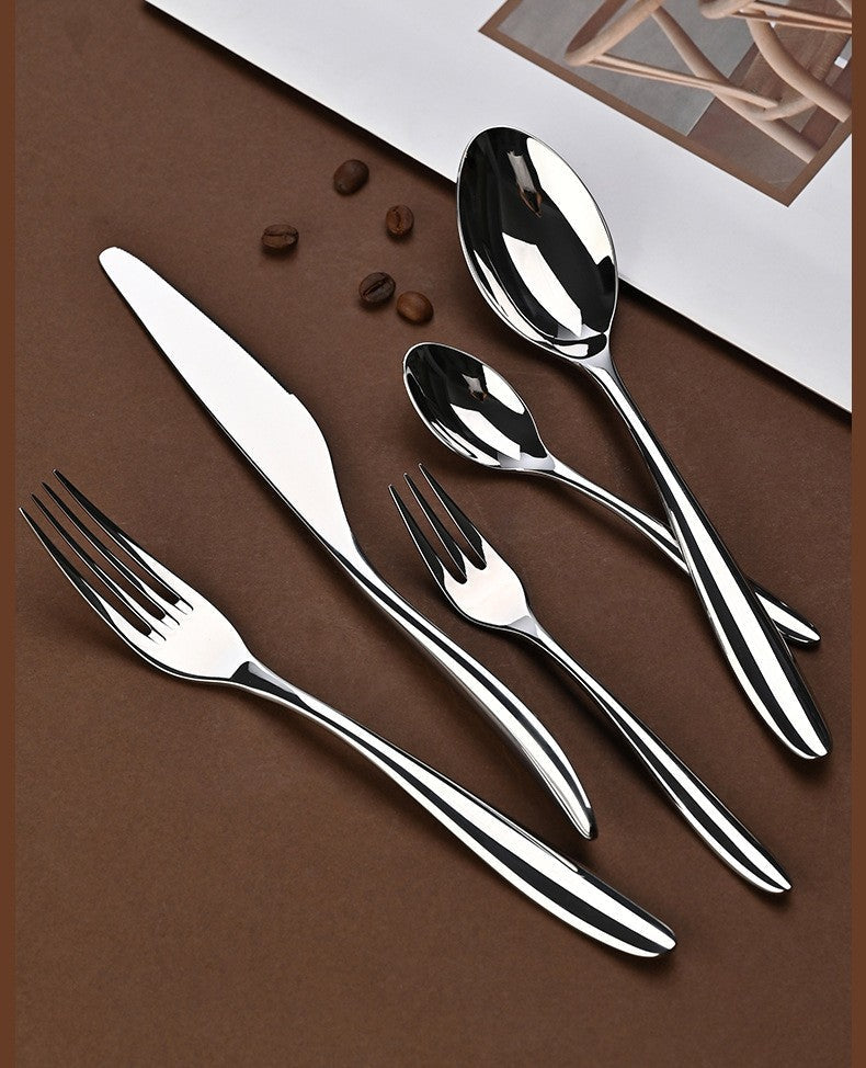 5Pcs 304 stainless steel tableware set steak knife fork cutlery set restaurant kitchen Home commercial high-end dinnerware