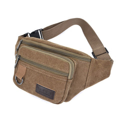 Thick canvas waist bag, outdoor leisure sports crossbody chest bag, men's portable change phone bag, multifunctional-A-DH