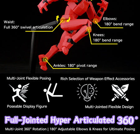 ?9L3D Lucky13 Silver Armor Knight Action Figure Dummy13 with TripleWeapon T13 Multi-Jointed 3D Printed Collectible Toy Titan13?