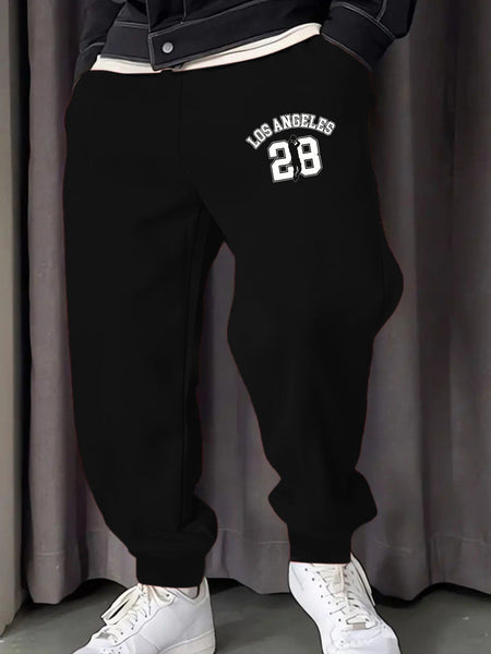 Los Angeges Number 28 Printing Male Sweatpants Fashion Long Pants Trendy Basic Trousers Casual Elastic Waist All-Match Pant
