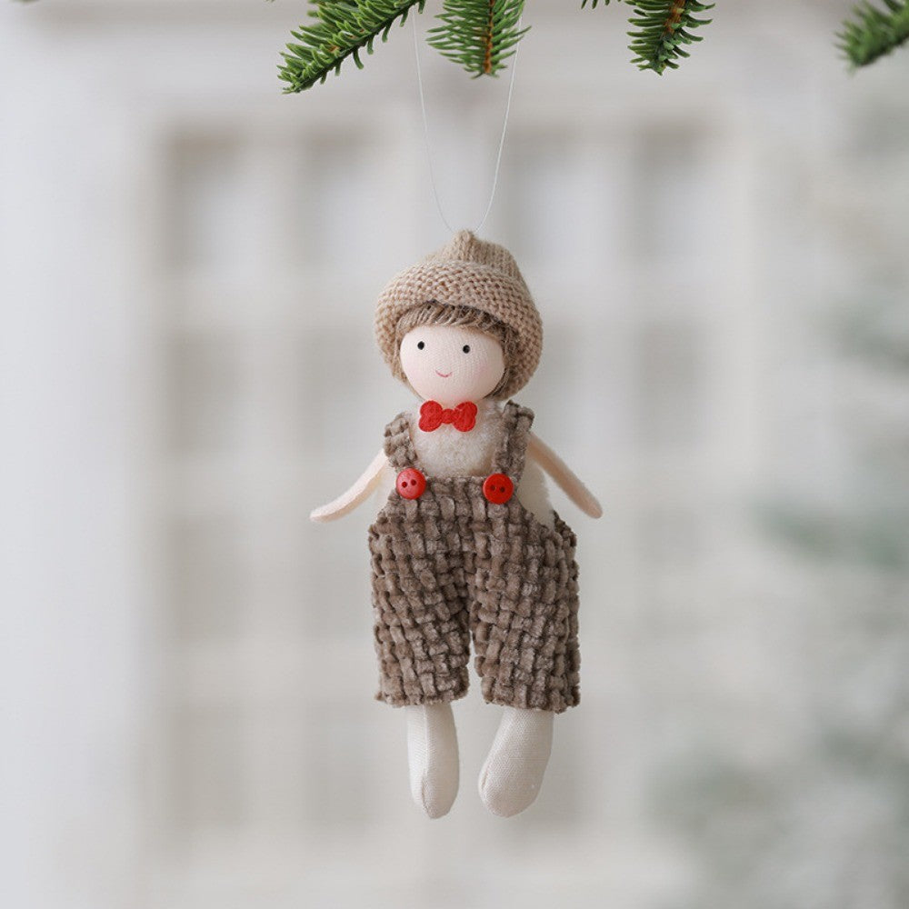 2Pcs New Christmas Cute Plush Angel Doll Pendant Lovely Boys Girls Xmas Tree Hanging Decoration Merry Christmas Party Ornaments