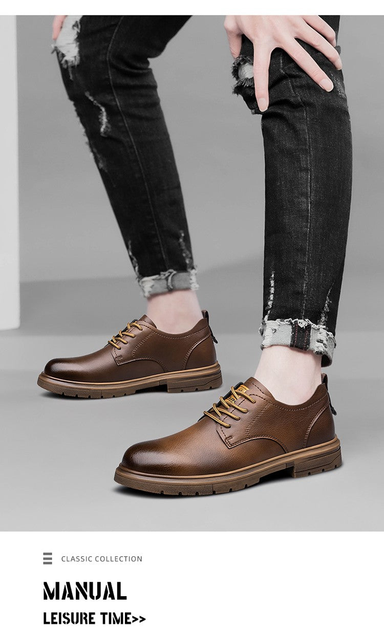 52/2000  CLOHOO handmade men's shoes business casual leather shoes breathable soft sole comfortable classic lace-up men's shoes
