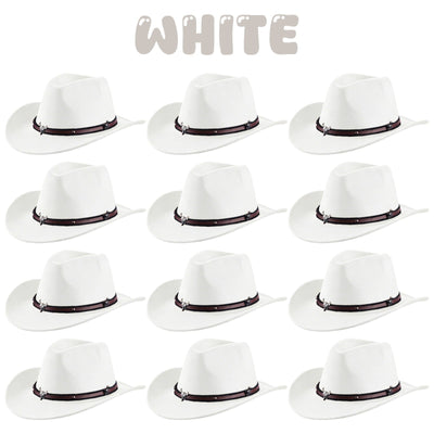 4-24Pcs Western Cowboy Hat for Men Women Adjustable Felt Cowgirl Hats Wide Brim Fedoras Hat for Adult Bachelor Party Costume