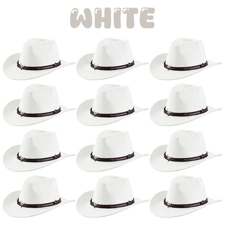 4-24Pcs Western Cowboy Hat for Men Women Adjustable Felt Cowgirl Hats Wide Brim Fedoras Hat for Adult Bachelor Party Costume