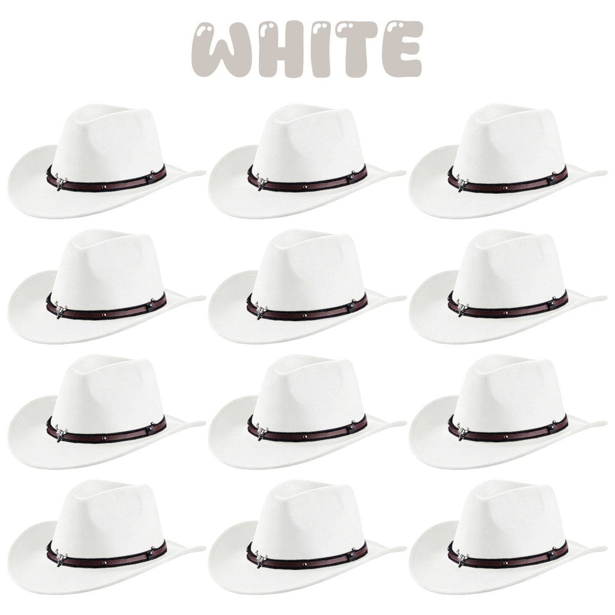 4-24Pcs Western Cowboy Hat for Men Women Adjustable Felt Cowgirl Hats Wide Brim Fedoras Hat for Adult Bachelor Party Costume