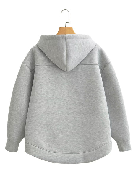 HH Autumn Winter Women's Zipper Hoodie Coat High Street Double Pockets Oversize Jakcet Loose Sweatshirts Outerwear Top