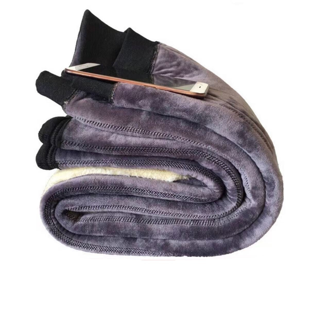 '-30° Winter Thicken Keep Warm Long Wool Sheepskin Pants One Piece of Fur Men's and Women's High Waist Wool Liner Pants