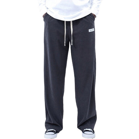 Mens Corduroy Joggers Pants Casual Cargo Pants Drawstring Elastic Waist Baggy Tapered Sweatpants with Pockets Outdoor Sweatpants
