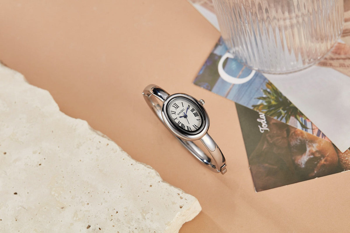 Fashionable Luxury Elegant ladies' Bracelet Watch Roman Numeral Oval Waterproof Women's Quartz Watch reloj ???? ??????? ????????