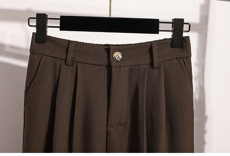 Plus Size Pants Woman 2025 Autumn Winter New Arrival High Waist Suit Pants High Quality Korean Style Straight Trousers