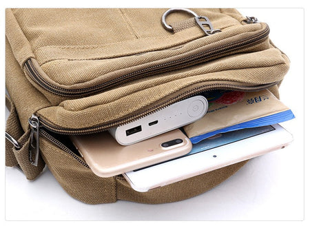 Canvas Shoulder Bag Men's New Korean Style Canvas Messenger Bag Outdoor Leisure Travel Portable Shoulder Bag Purse Handbag