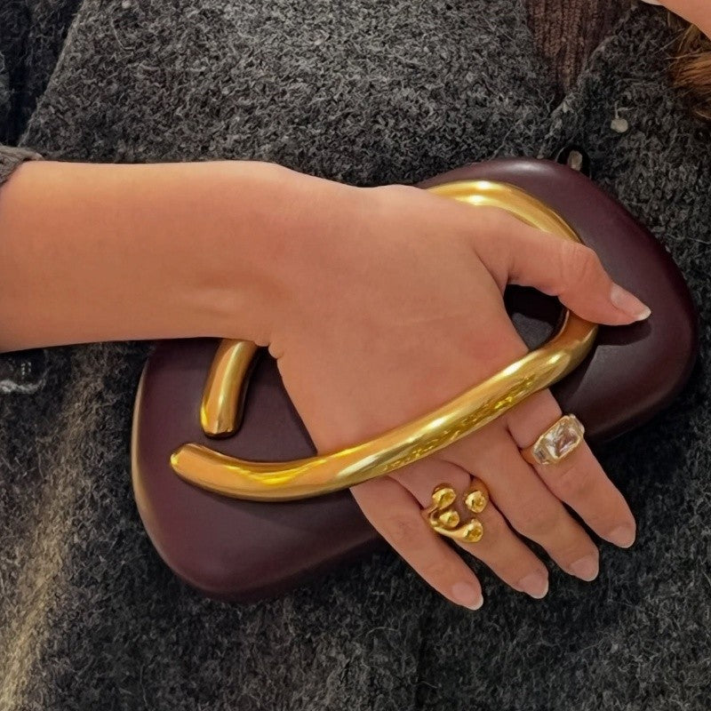 Brand Z Clutch Bag Metal Handle Design Luxury Evening Lipstick Bag Round Box Chain Bag Elegant Woman Shoulder Messenger Bags