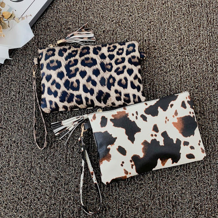 Women Clutch Bag Leopard Print Long Wallets Female Fashion Design PU Leather Wallet Messenger Bag Ladies Elegant Handbag NEW
