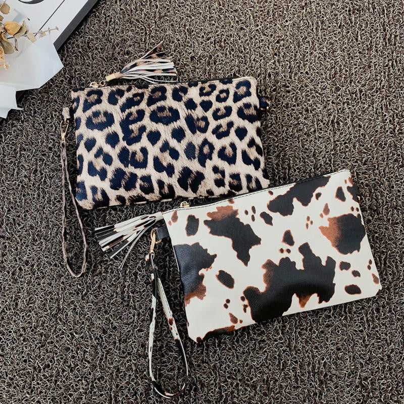 Women Clutch Bag Leopard Print Long Wallets Female Fashion Design PU Leather Wallet Messenger Bag Ladies Elegant Handbag NEW