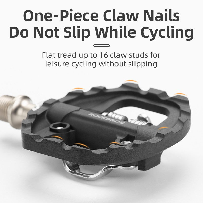 ROCKBROS Bicycle Lock Pedal 2 In 1 Anti-slip Lock Nylon Pedal MTB Bike Pedals Flat Cleat Platform Shimano SPD Bike Accessories